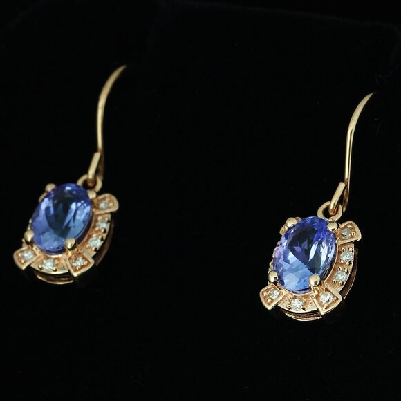 Effy Jewelry - (Certified + warranty) Effy 14K Gold 1.62 Tanzanite & Diamond Fancy Earrings